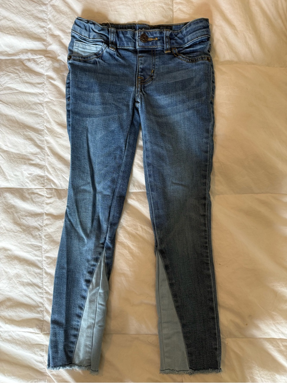 Girls Blue Denim Split-Hem Jeans